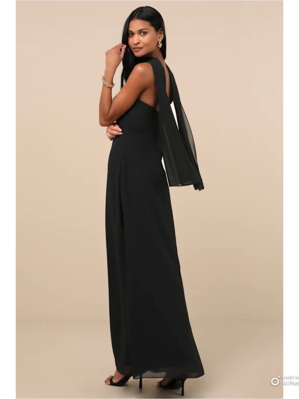 Lulus XL Rawya Black Strapless Maxi Dress and Scarf Set NWT Formal Party Dress - Picture 5 of 17